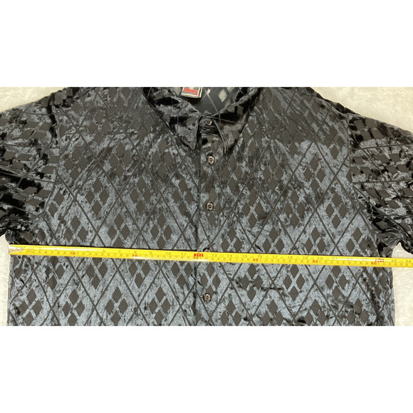 VTG Morbid Threads Black Velvet Sheer Shirt Goth Vamp Y2K Retro Clubwear XL FLAW - Picture 13 of 16